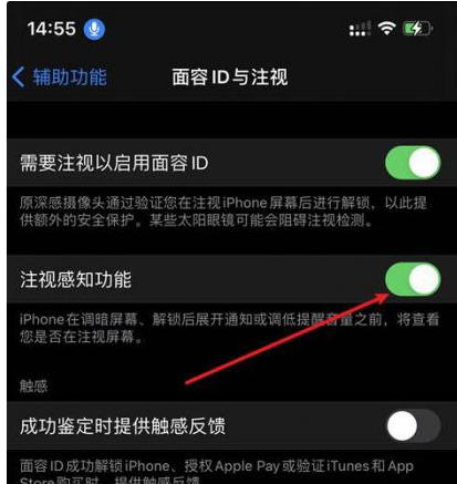 同心苹果14维修网点分享iPhone14注视感知功能有什么用 